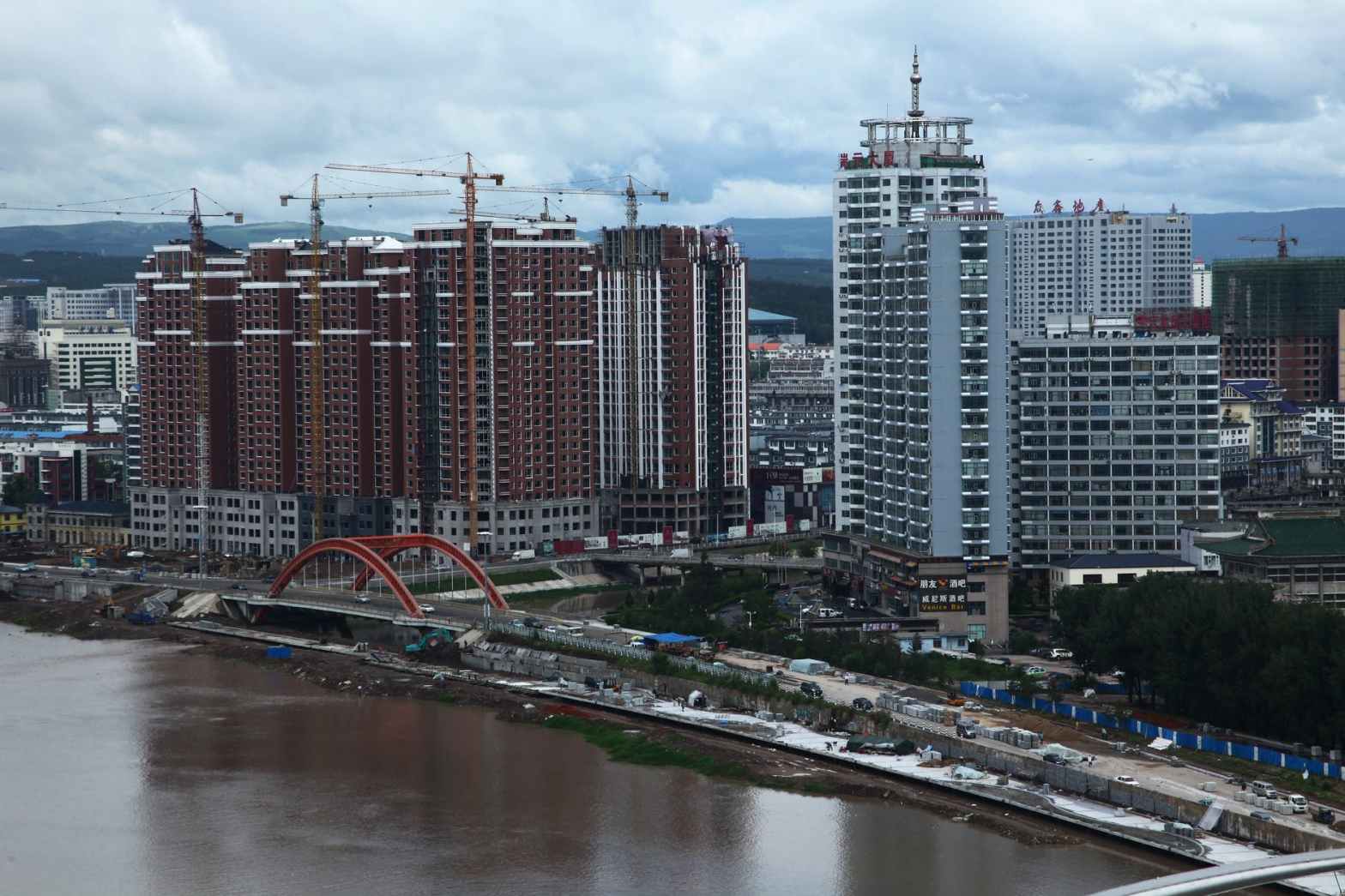 aerial view of buildings in yanji china